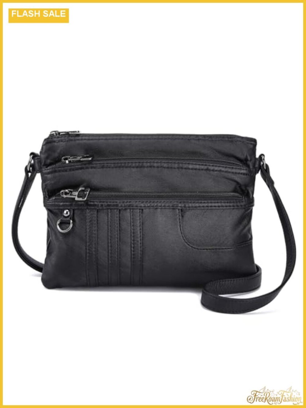 Small Multi Pocket Crossbody Bag Synthetic Leather Adjustable Strap Everyday